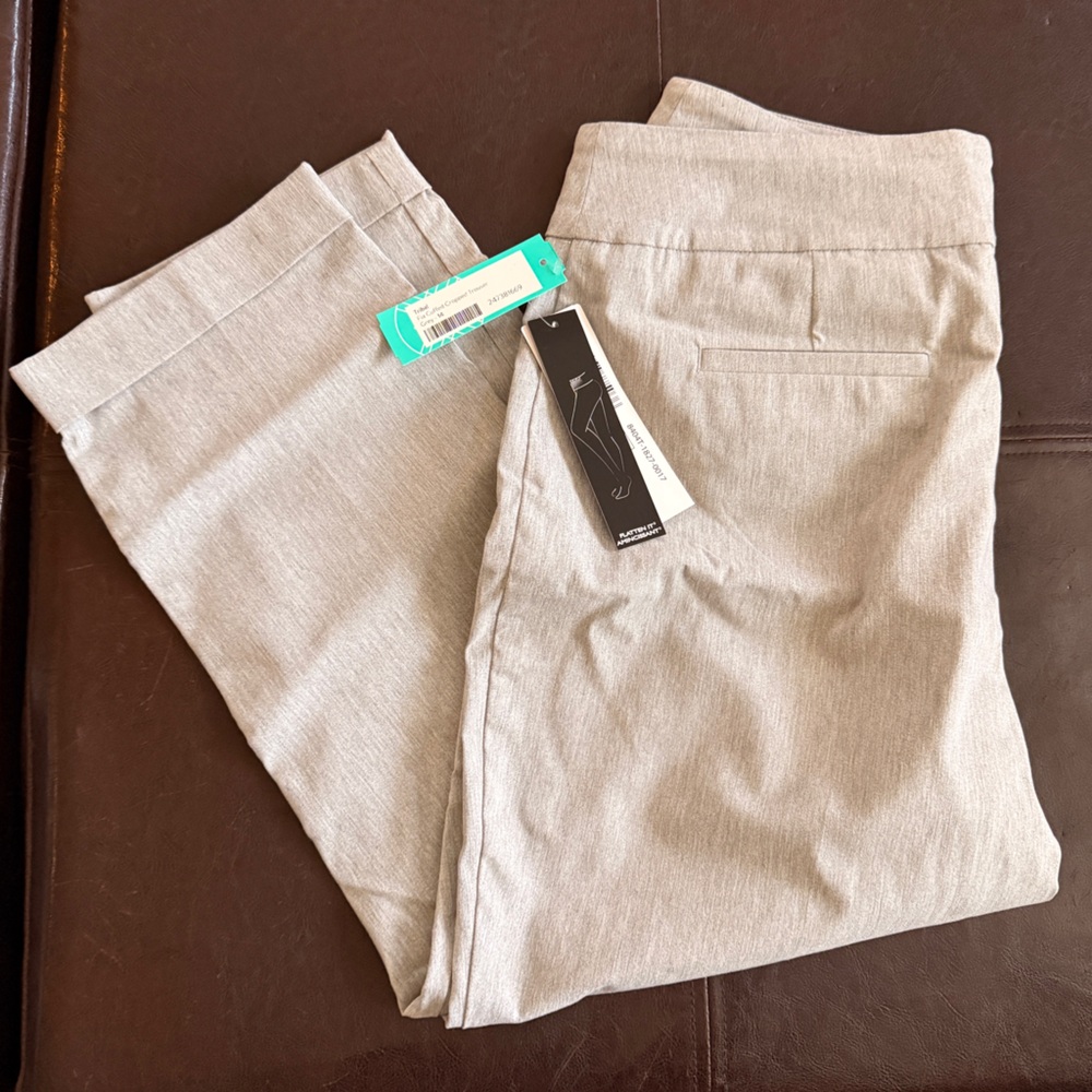 Tribal Fia Cuffed Cropped Trouser Pants Heather Grey Size 14 NWT
